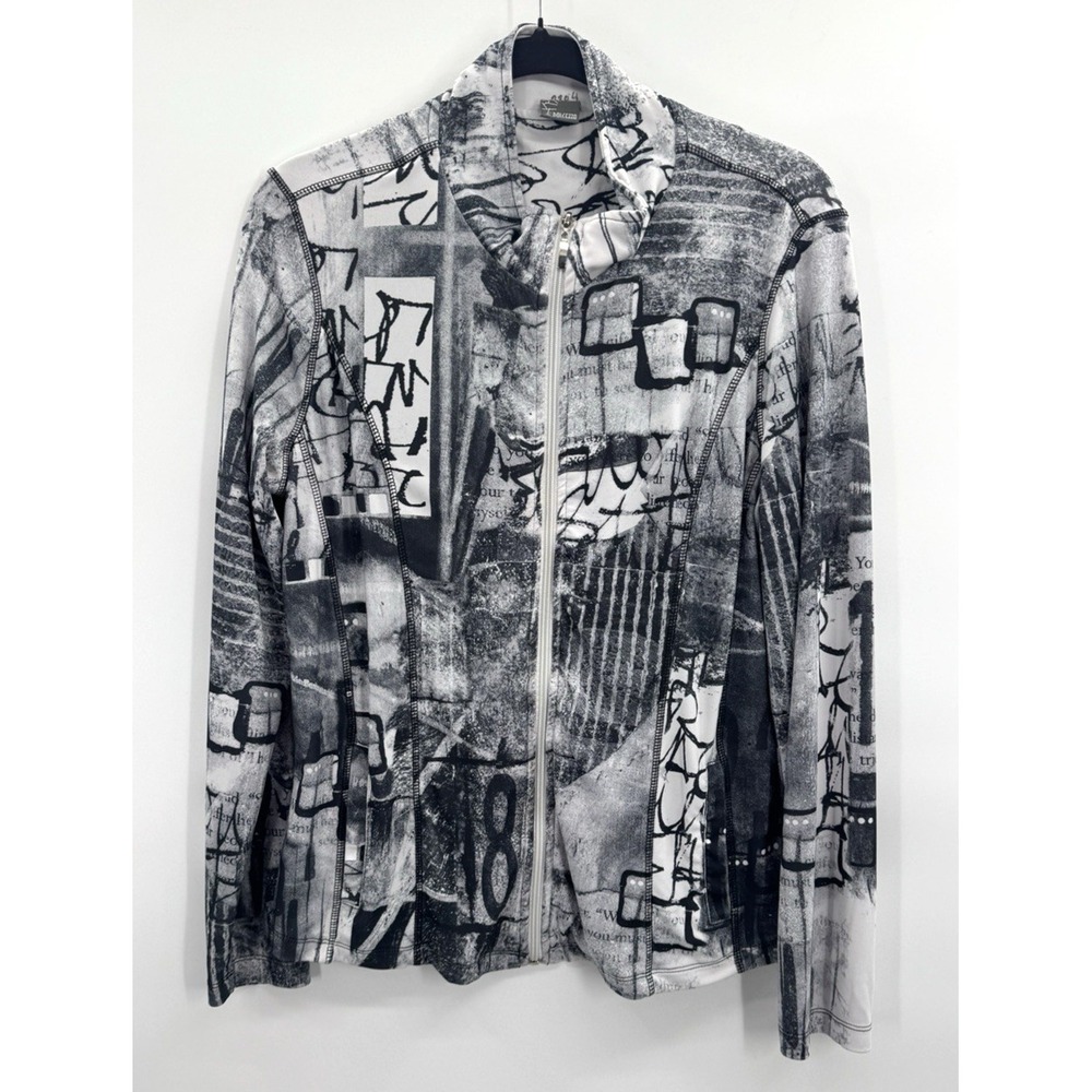 VTG Simply Art Dolcezza Women Large Full Zip Activewear Top Jacket Mixed Media